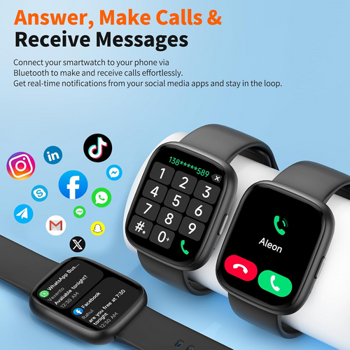 Echobyte 2026 Upgraded Smart Watch Alexa Built-in【1.83" HD Touchscreen】【BT5.3 Call, 100+ Sports Modes & IP68 Waterproof】 Fitness Tracker 24/7 Heart & Sleep Monitor for Android iOS Men Women