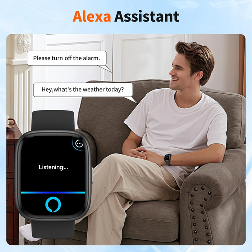 Echobyte 2026 Upgraded Smart Watch Alexa Built-in【1.83" HD Touchscreen】【BT5.3 Call, 100+ Sports Modes & IP68 Waterproof】 Fitness Tracker 24/7 Heart & Sleep Monitor for Android iOS Men Women