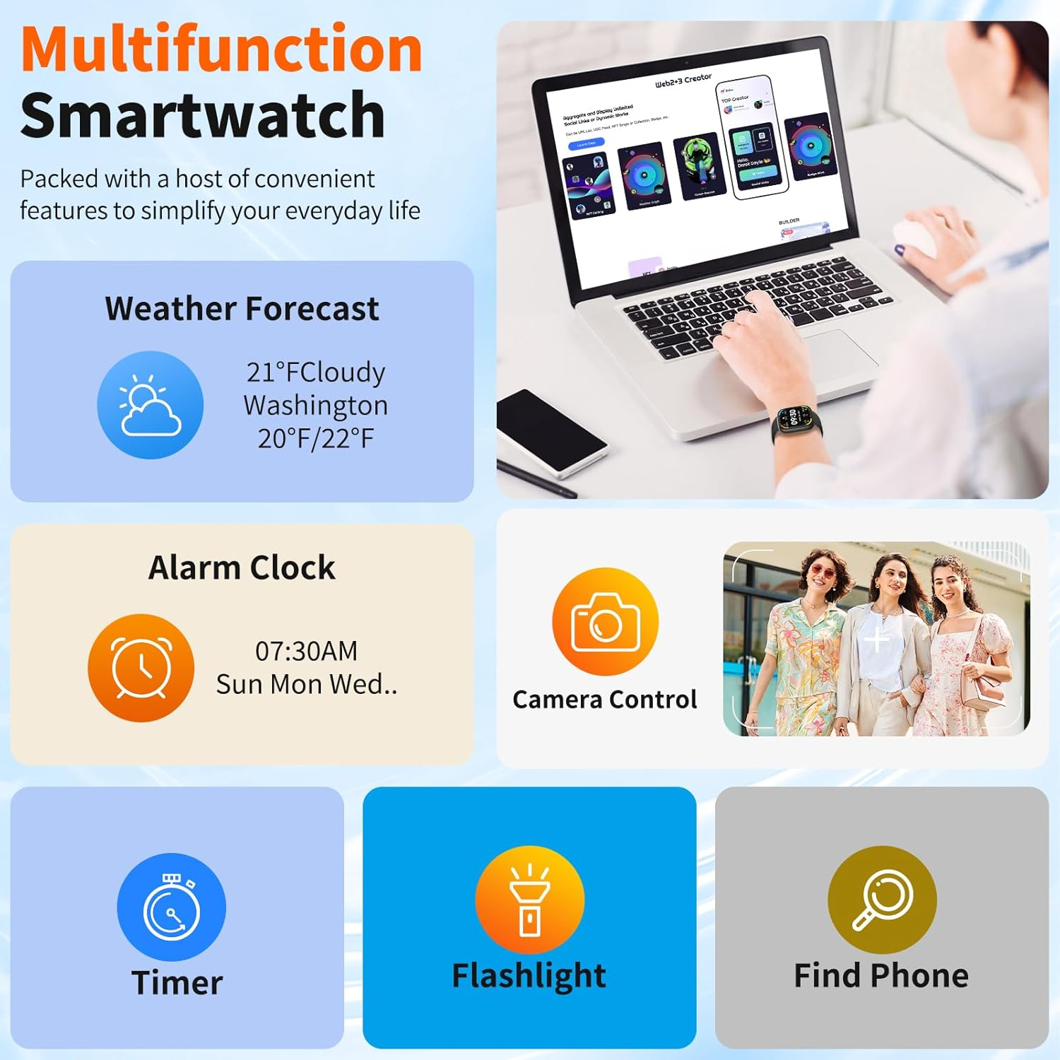 Echobyte 2026 Upgraded Smart Watch Alexa Built-in【1.83" HD Touchscreen】【BT5.3 Call, 100+ Sports Modes & IP68 Waterproof】 Fitness Tracker 24/7 Heart & Sleep Monitor for Android iOS Men Women