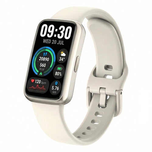 Motivaris Fitness Tracker for Men & Women, 1.47” HD Smart Band, 24/7 Heart Rate & SpO2 Tracking, Sleep Monitor & Step Counter, 100+ Sports Modes, 3ATM Waterproof, Compatible with Android & iOS, Beige